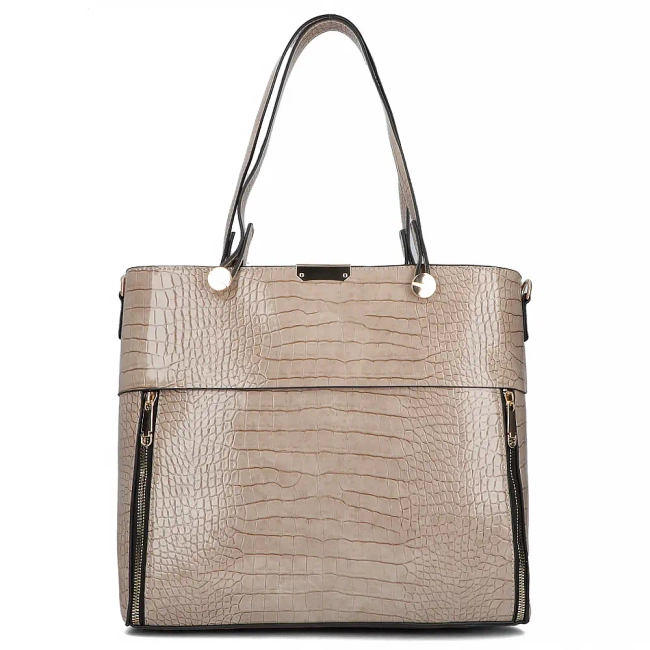 Grau Shopper Tasche croc effect